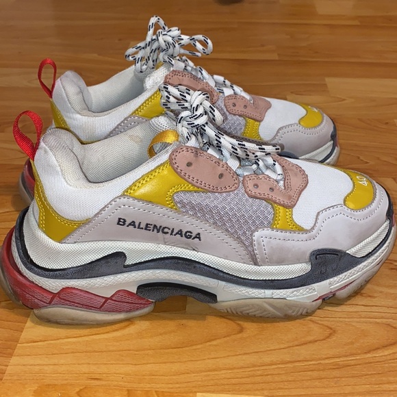 Balenciaga Triple S Cream Yellow (Red) Womens Sneaker - Picture 7 of 9